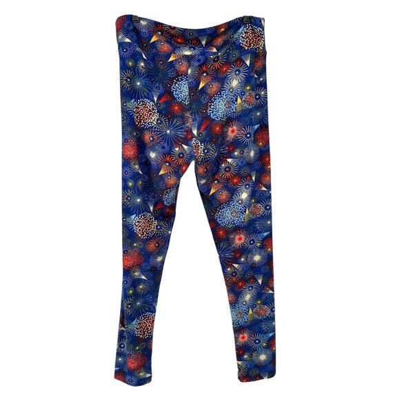 LuLaRoe Leggings Womens Tall and Curvy Blue Fireworks Patriotic Americana - Picture 3 of 7